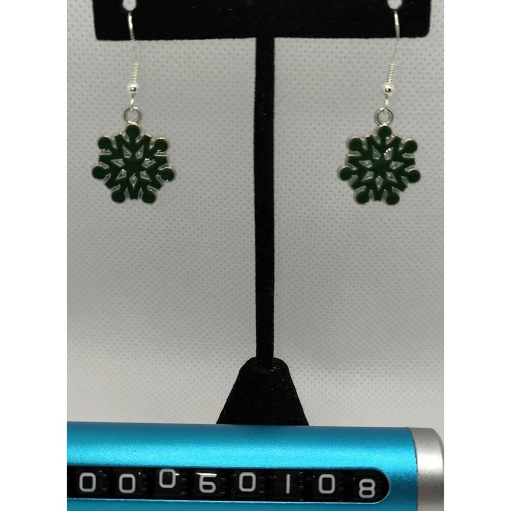 Green Snowflakes Earrings